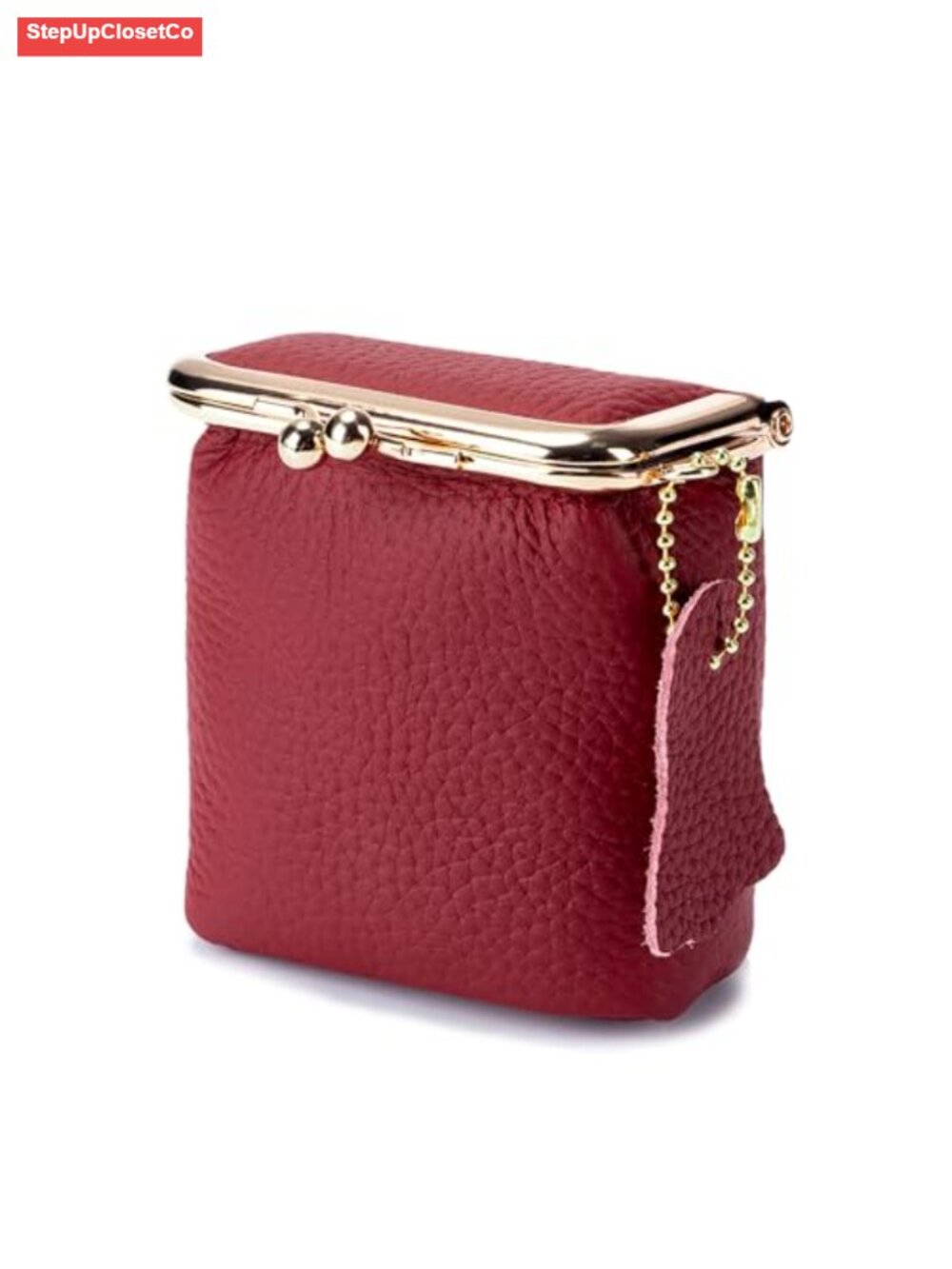 Genuine Leather Coin Purse with Kiss Lock, Portable Mini Wallet for Women,